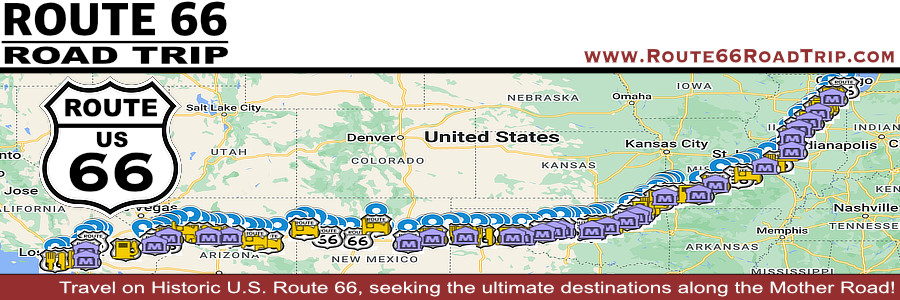 Interactive map of Historic U.S. Route 66 in the United States, from start to finish, from Chicago to Santa Monica