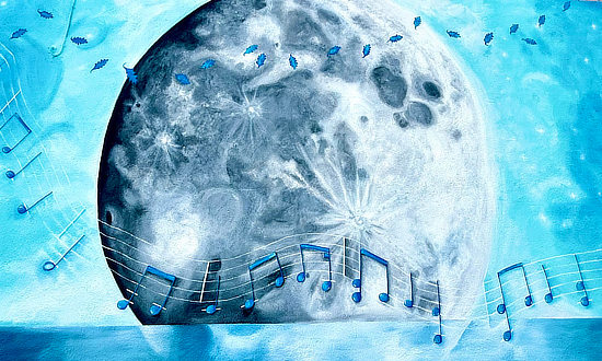 Mural at Arizona Music Pro, at 122 East Route 66 in Flagstaff ... Painted by local artist Jo Rohrbacker
