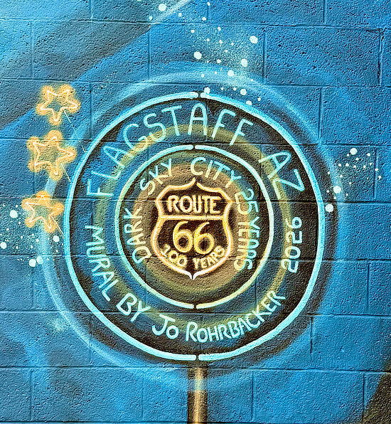Mural at Soto Brothers Tires, at 3220 East Route 66 in Flagstaff ... Painted by local artist Jo Rohrbacker