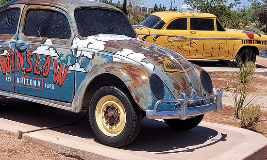 Winslow, Arizona, established 1880 ... and the popular VW Bug photo-op!