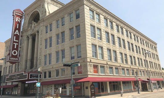 Exterior of the Rialto Square Theatre in Joliet, Illinois