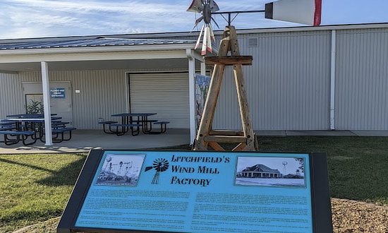 Wind mill factory exhibit at the Litchfield Museum & Route 66 Welcome Center in Illinois