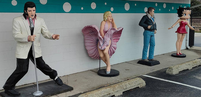 Elvis, Marilyn and friends at the Polk-A-Dot Drive-In ... Braidwood, Illinois