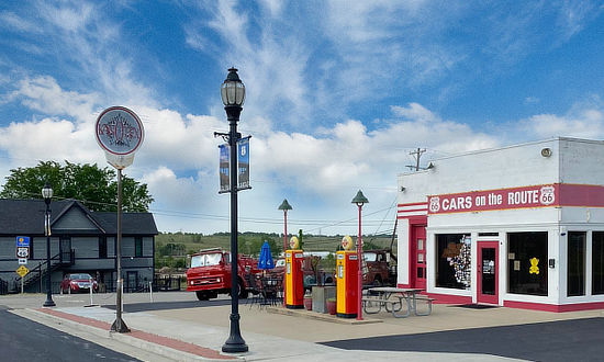 Kan-O-Tex gas pumps at Cars on the Route in Galena Kansas on Historic US Route 66