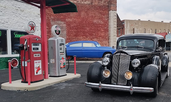Classic black roadster at Gearhead Curios in Galena, Kansas