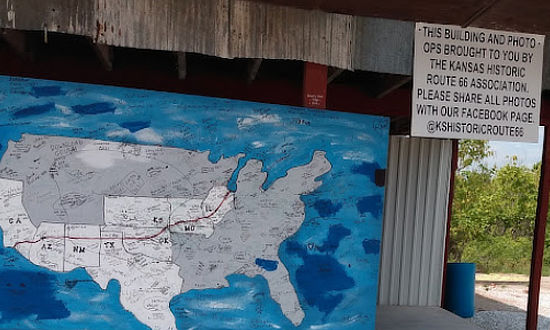 Route 66 map at Luigi's Pit Stop in Galena, Kansas