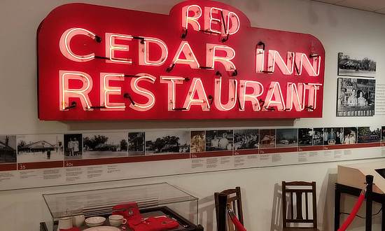 Red Cedar Inn and Restaurant ... neon sign inside the Pacific Missouri Visitor Center