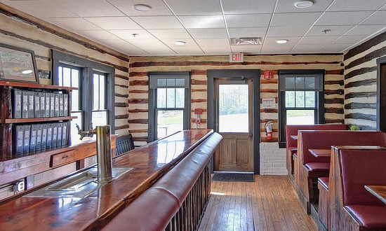 Part of the old bar and restaurant booths inside the historic Red Cedar Inn on Route 66 in Pacific, Missouri