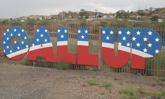 Red, white and blue sign for Gallup ... in Western New Mexico