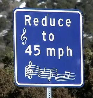 Section of Old Route 66 in New Mexico that plays "America the Beautiful"
