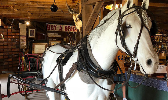 Exhibit area inside the Arcadia Round Barn on Route 66 in Oklahoma