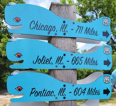 Mileage to other Route 66 cities from the Blue Whale in Catoosa, Oklahome ... 711 miles to Chicago