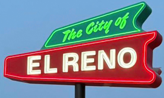 Sign at The Filling Station, on Route 66 in El Reno, Oklahoma