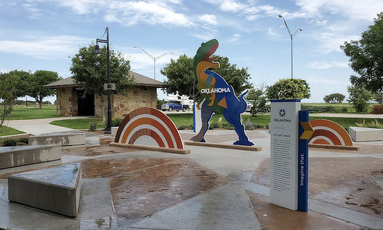 Exterior and grounds of the Erick Tourism Information Center in Oklahoma