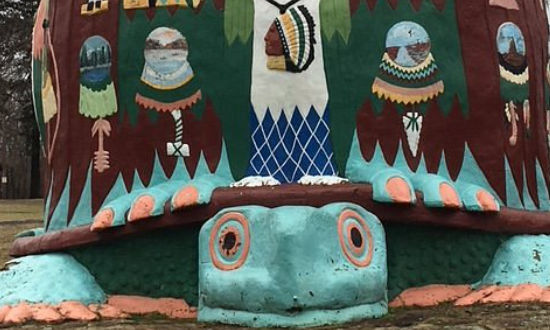 The turtle at the base ... Ed Galloway's Totem Pole Park in Oklahoma