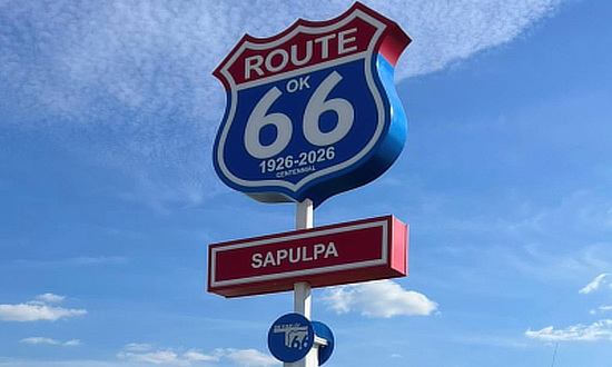 Route 66 Centennial Sign in Sapulpa, Oklahoma 