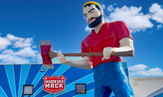 Meadow Gold Mack the Friendly Lumberjack ... a giant "muffler man" on Route 66 in Tulsa, Oklahoma