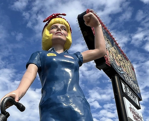 Rosie the Riveter .. a giant on East 11th Street in Tulsa, Oklahoma