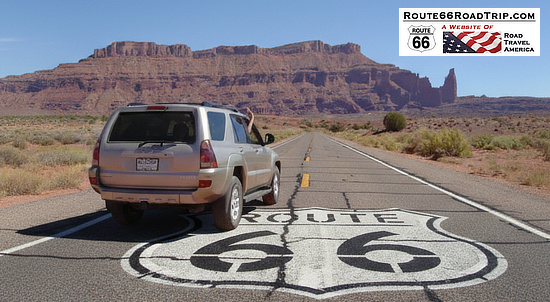 Roadie riding on Historic U.S. Route 66, the Mother Road