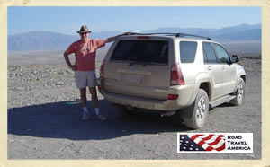 Roadie with Roadie in Death Valley National Park in California