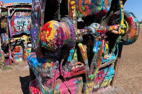 The Cadillac Ranch near Amarillo, Texas ... graffiti gone wild!