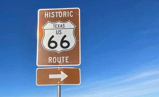 Sign for Historic U.S. Route 66 in Texas
