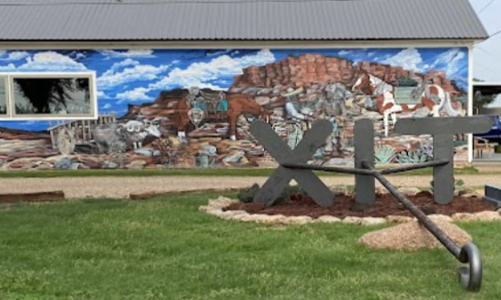XIT branding iron at the Milburn-Price Culture Museum in Vega, Texas, on Historic Route 66