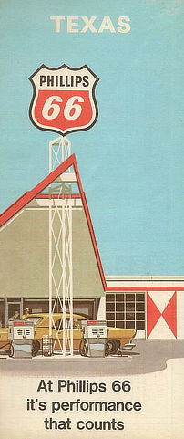 Vintage Texas Fold-Out Road Map from Phillips 66