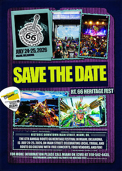 Route 66 Heritage Fest in Miami, Oklahoma in July 24-25, 2026