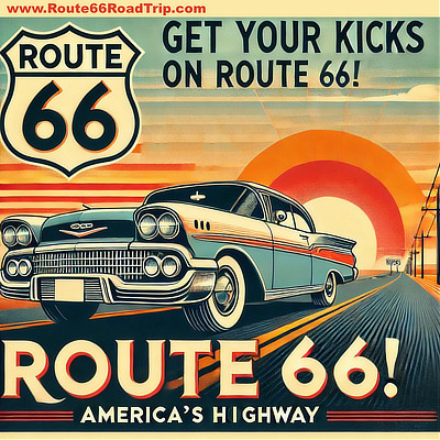 Vintage travel poster ... Get your Kicks on Route 66, America's Highway!